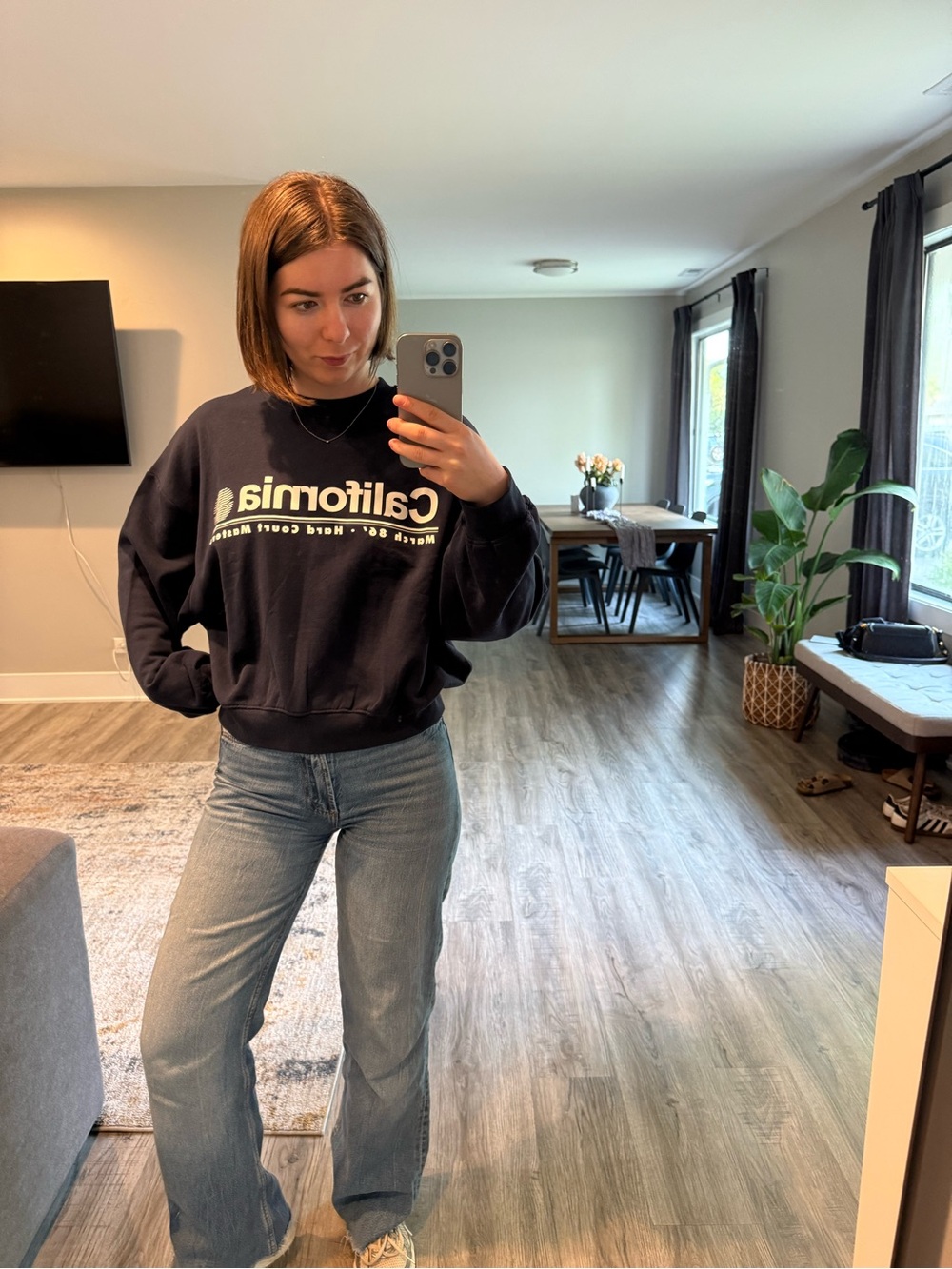 California Logo Navy Crewneck Sweatshirt - Women's New with tags Zara